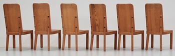 A set of six Axel Einar Hjorth pine chairs 'Lovö', Nordiska Kompaniet, 1930's.