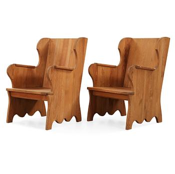 471. Axel Einar Hjorth, a pair of 'Lovö' stained pine armchairs, Nordiska Kompaniet, Sweden 1930's.