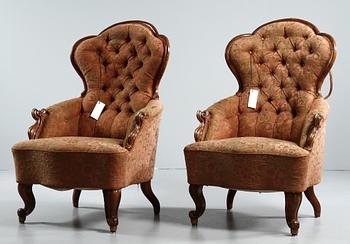 FÅTÖLJER, ett par, nyrokoko, 1800-talets andra hälft.