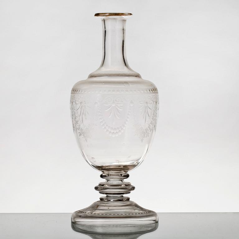 KARAFF, glas, sengustavianskt/Sengustaviansk stil, 1800-tal.