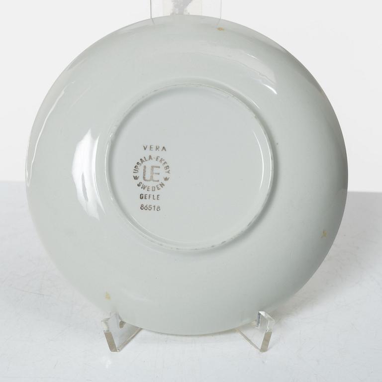 Helmer Ringström, tekoppar med fat, 4 st, flintgods, "Vera", Upsala-Ekeby Gefle.