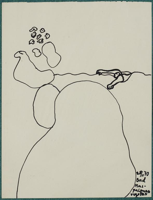 Hans Viksten, 4 framed indian ink drawings, signed and dated -70, -72, -74, -78.