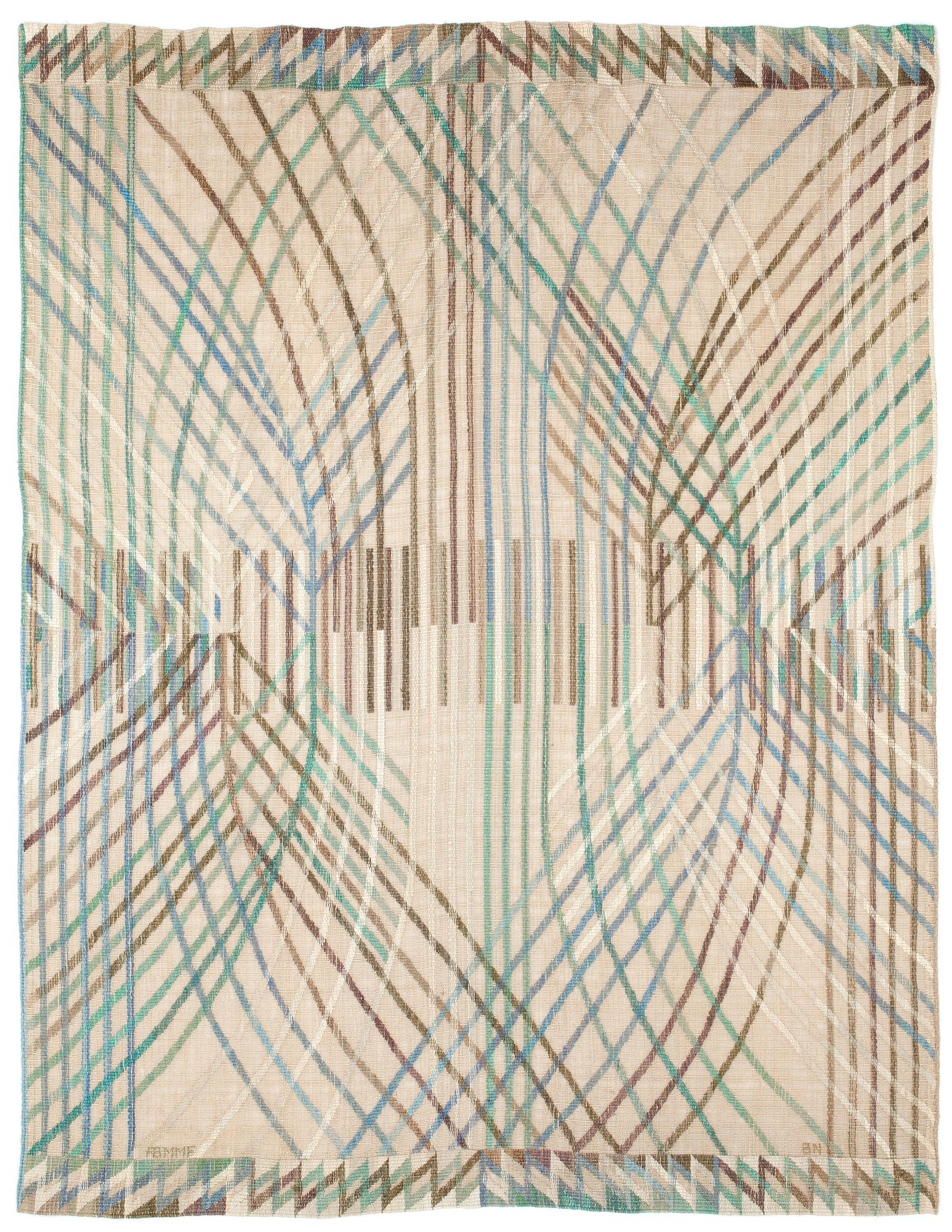 DRAPE. "Kärvar". Tapestry weave (gobelängvariant). 242,5 x 185 cm. Signed AB MMF BN.