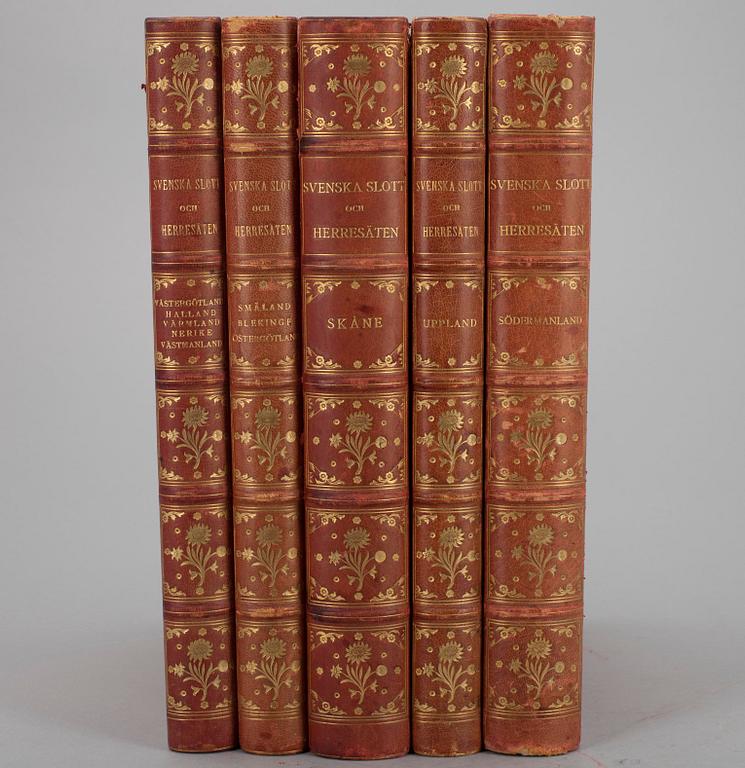 BÖCKER, 5 vol., "Svenska slott och herresäten vid 1900-talets början" Stockholm 1908, 1909 och 1910.