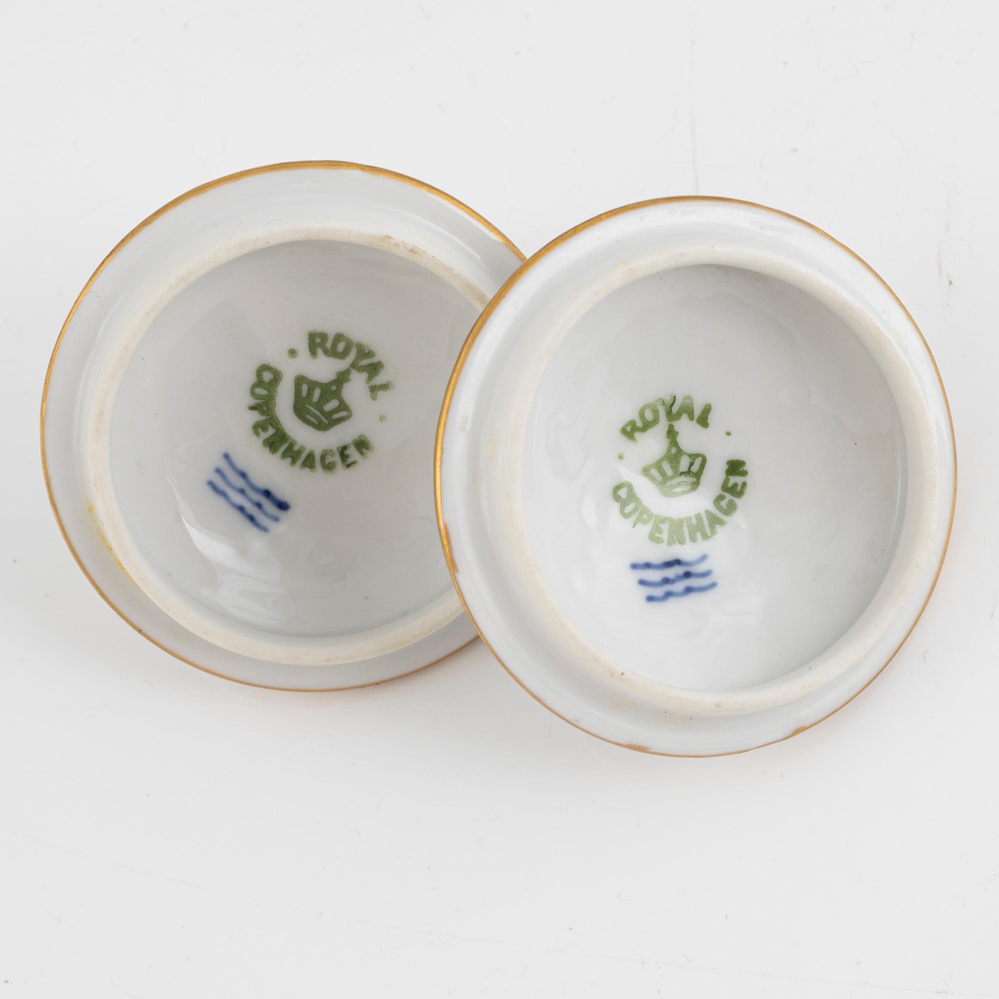 Eleven custard cups, "Saxon Flower", Royal Copenhagen, Denmark.