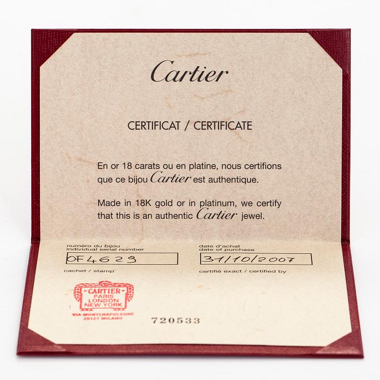 Cartier, rannekoru "Love", 18K valkokultaa, briljanttihiottuja timantteja.