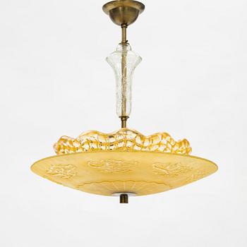 Taklampa, Swedish Modern, Orrefors, 1940-tal.