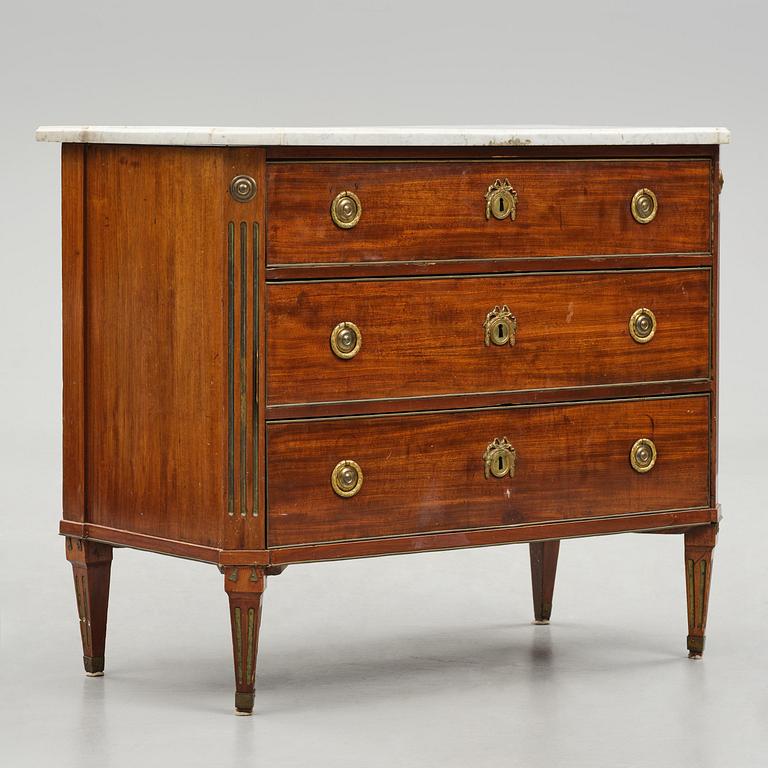 A late Gustavian mahogany commode, Stockholm, late 18th century.
