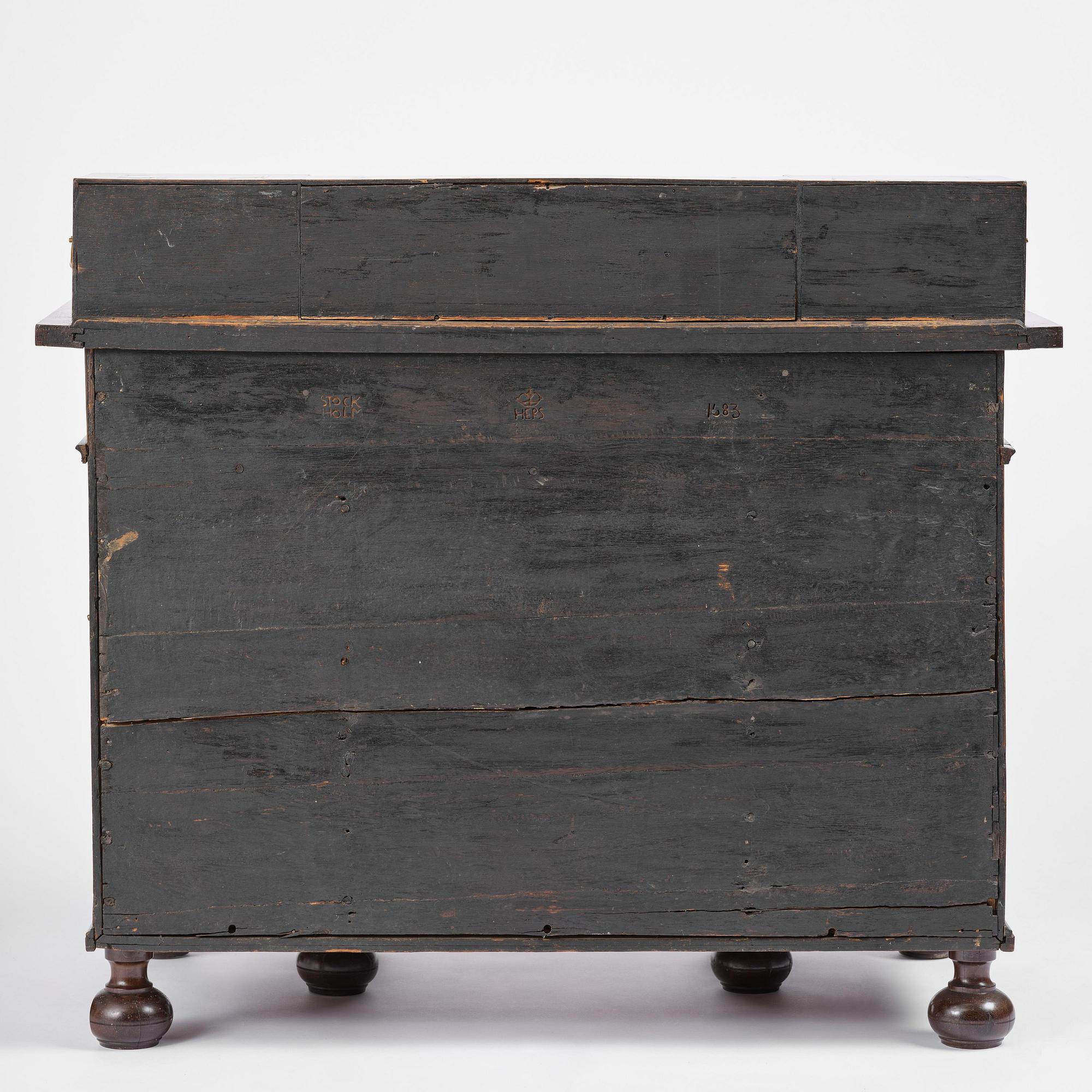 A Swedish Baroque Royal writing desk, by Hindrich von Hachten Ordered for the queen Hedvig Eleonora (1636-1715) 1683.