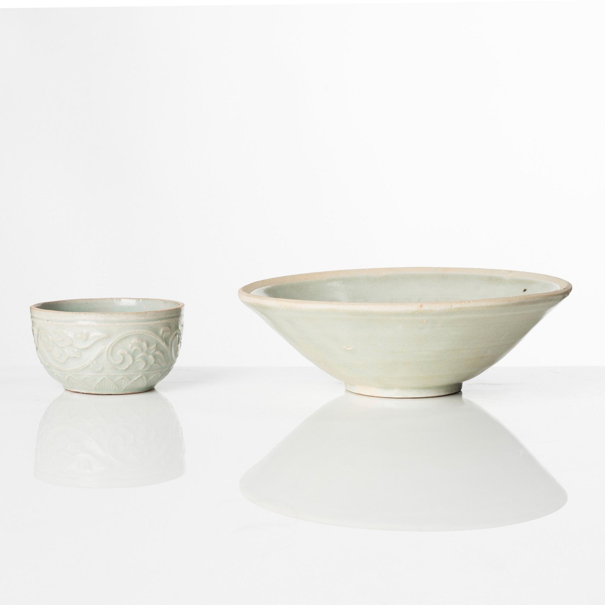 A Qingbai cup and bowl, Song Dynasty (960-1279).