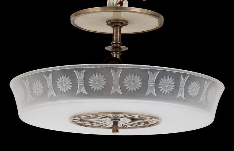 A Simon Gate chandelier, Orrefors ca 1928.