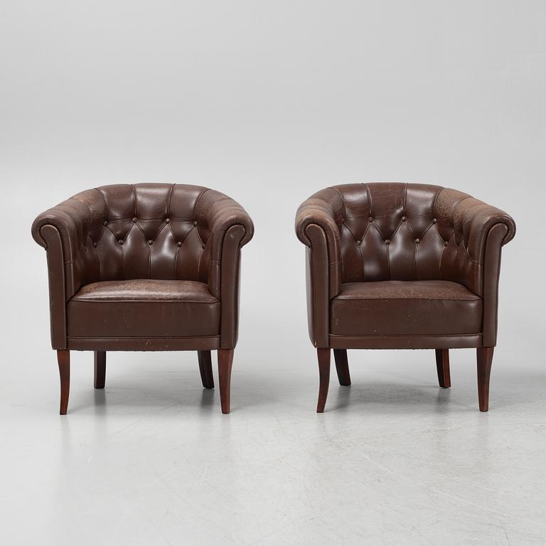 Four club chairs, late 20th century.