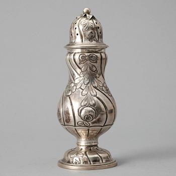 SOCKERRUSKA, silver, rokokostil, 1900-tal. Vikt ca 172 gram.