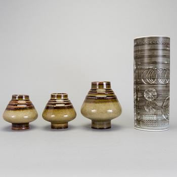 OLLE ALBERIUS, 4 vaser i stengods, bla "Sarek", Rörstrand, 1960-/70-tal.
