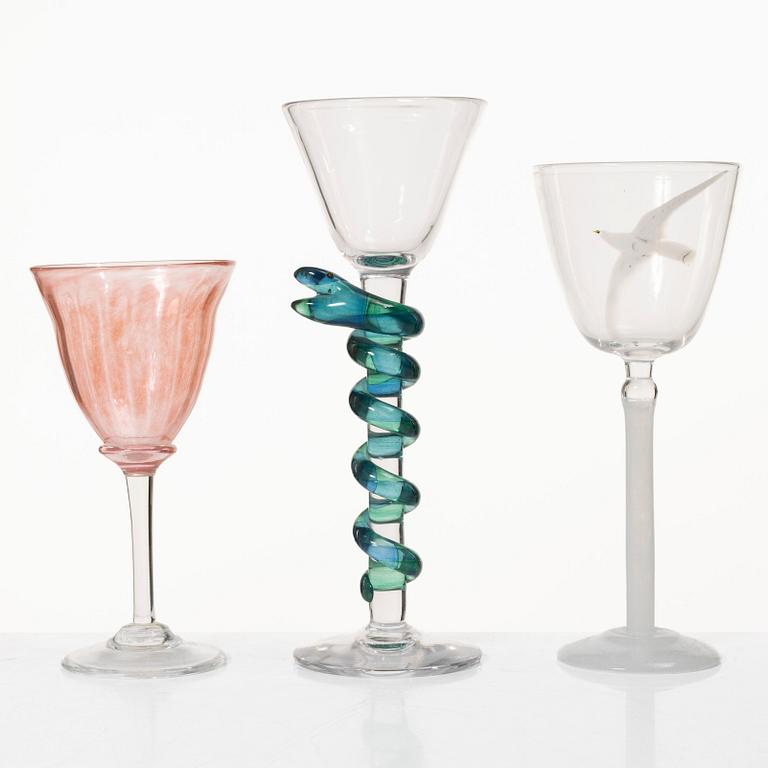 Samling pokalglas, 11 stycken, Sverige, senare delen av 1900-talet.