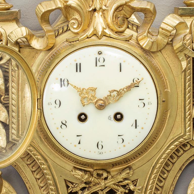 VÄGGPENDYL, brons, Louis XVI-stil, Japy Frères, Frankrike, omkring år 1900.