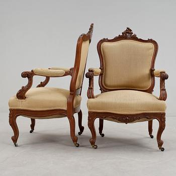 SALONGSMÖBEL, 9 delar. Nyrokoko, 1800-talets andra hälft.