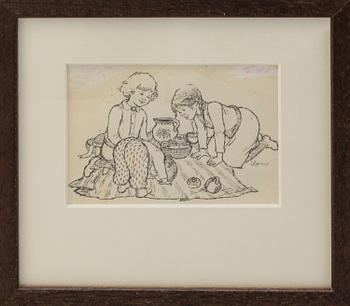 ILON WIKLAND, ink on paper, signed.