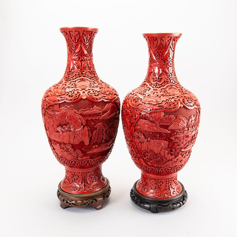 A pair of Chinese composite vases  1960/70s.