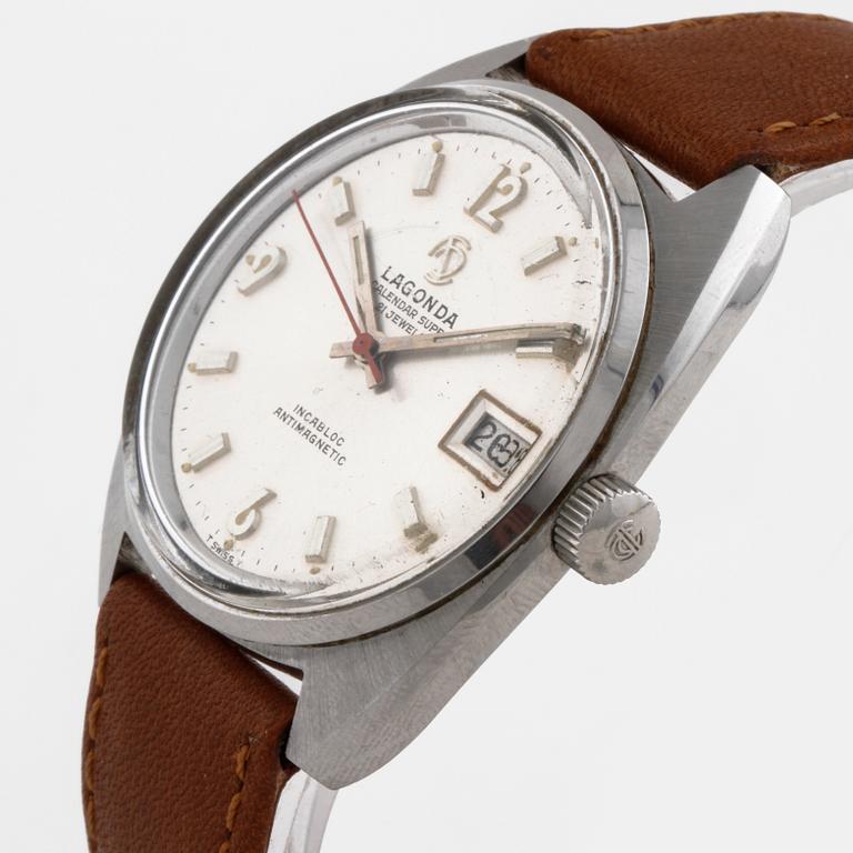 LAGONDA, Calendar super, wrist watch, 38 x 35 (41) mm,