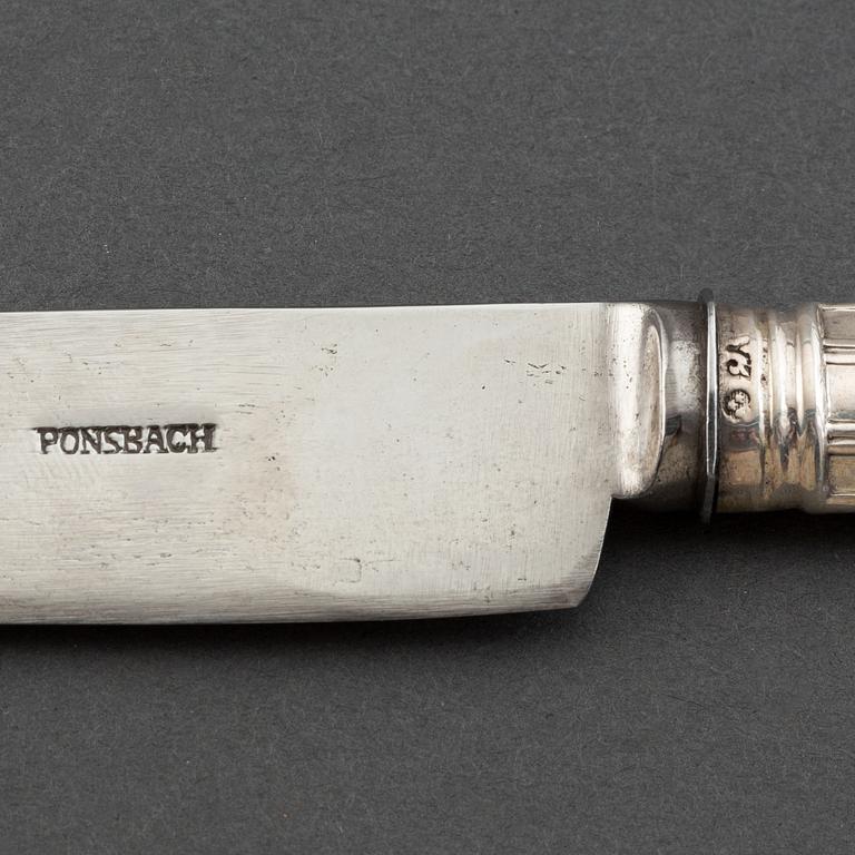 AI Björkman, matknivar, 6 st, silver, Gammal Fransk,  Stockholm 1829.