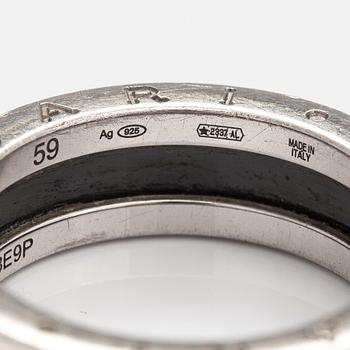 Bulgari, Ring, "Save the Children", sterlingsilver, keramisk dekor. Italien. Märkt N98E9P, Made in Italy.