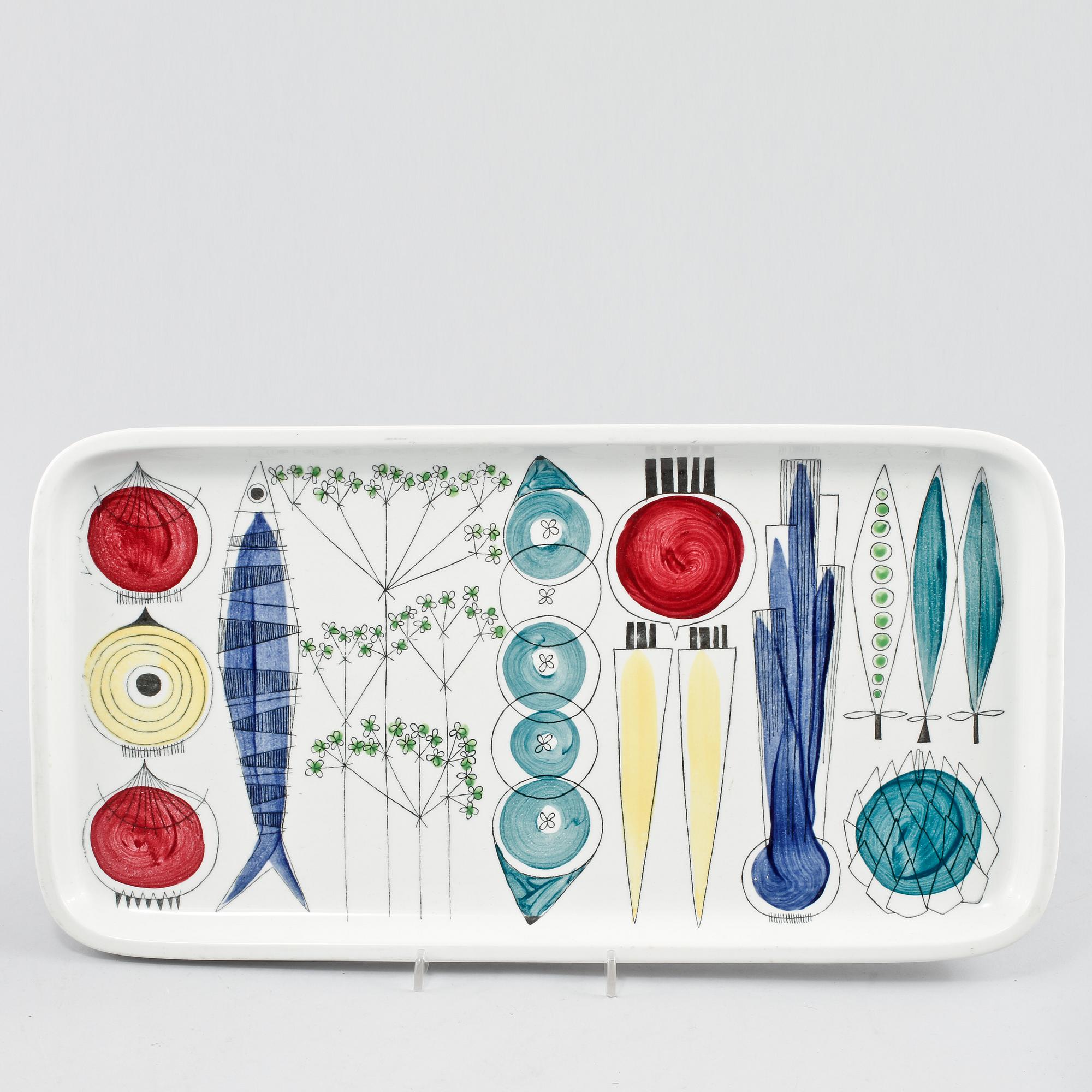 SERVISDELAR, 5 st, flintgods, "Picknick", Marianne Westman, Rörstrand, 1956-1969.