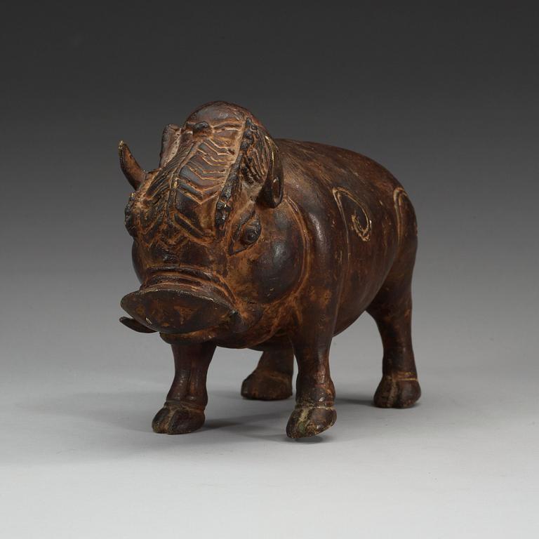 A bronze boar, Presumably Java, Indonesia, 14th Century.