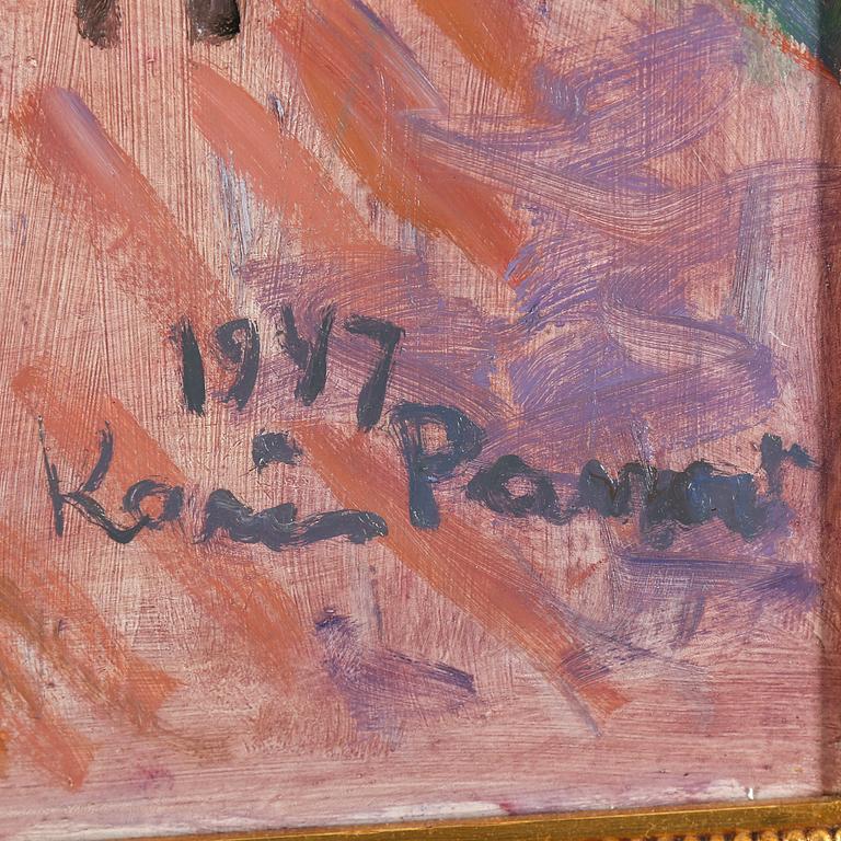 KARIN PARROW, olja på pannå, signerad och daterad 1947.