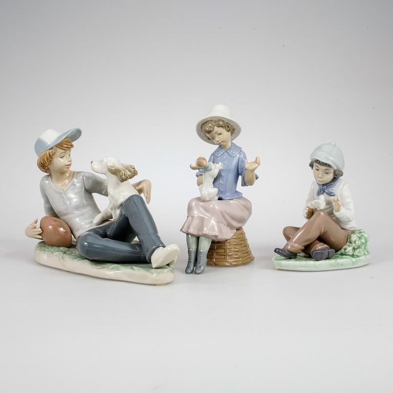 FIGURINER, 3 st, porslin, Lladro, 1900-tal.