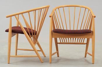 KARMSTOLAR, 4 st, "Solfjädern", Sonna Rosén, Gemla Möbelfabrik, modellen formgiven 1948.