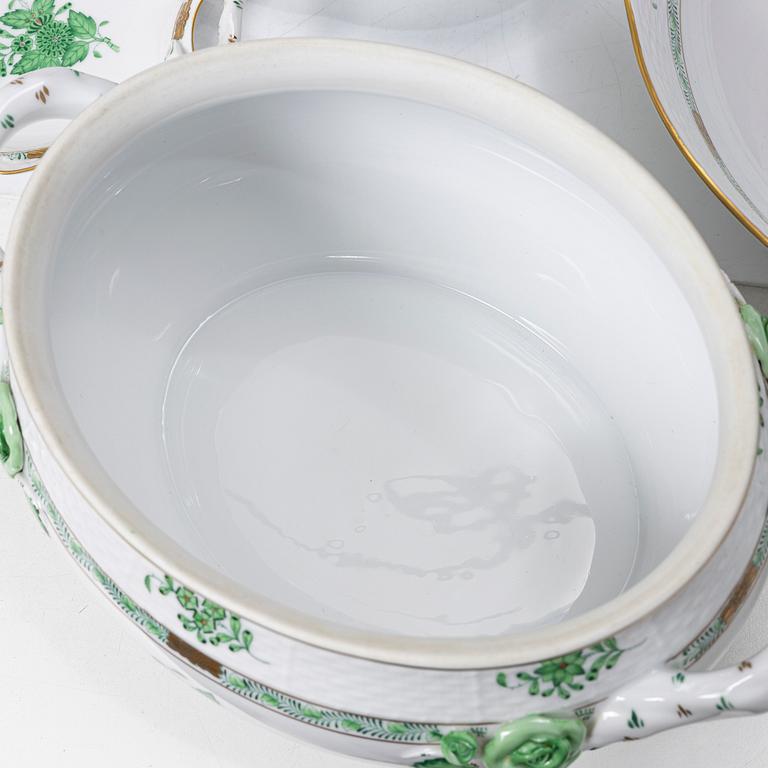 Herend, Service pieces, 59 pieces, "Chinese Bouquet"/ "Green Apponyi", Hungary.