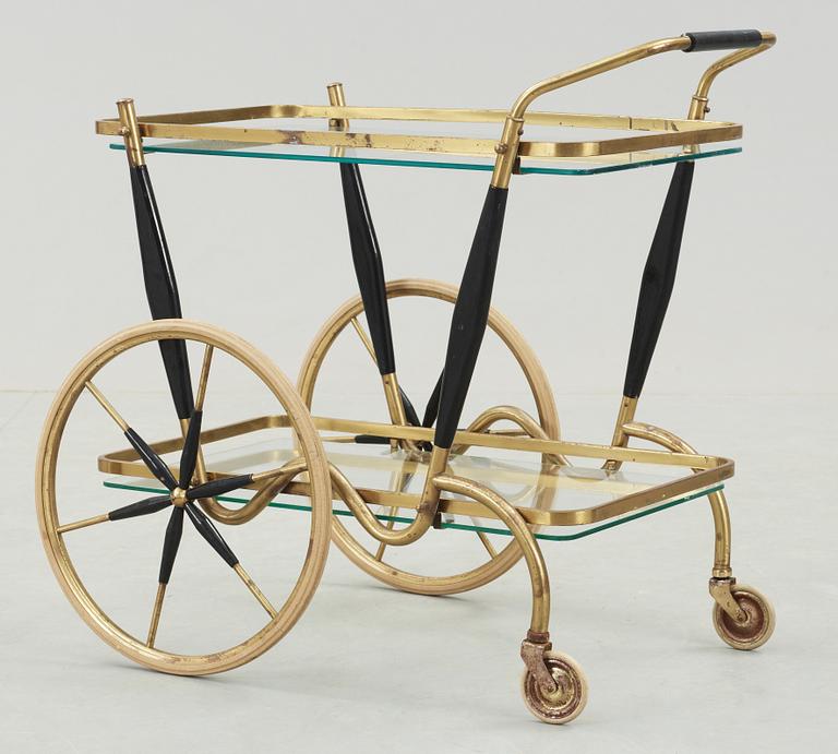 BARVAGN, mässing samt glas, 1900-talets mitt.