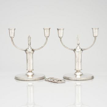 Atelier Borgila, a pair of sterling silver candelabra, Stockholm 1934.