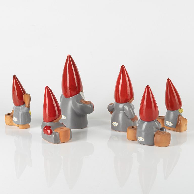 Lisa Larson, six earthenware figurines, Gustavsberg, Sweden.