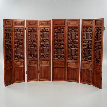 Two chinese folding screens, second half of the 20th century.