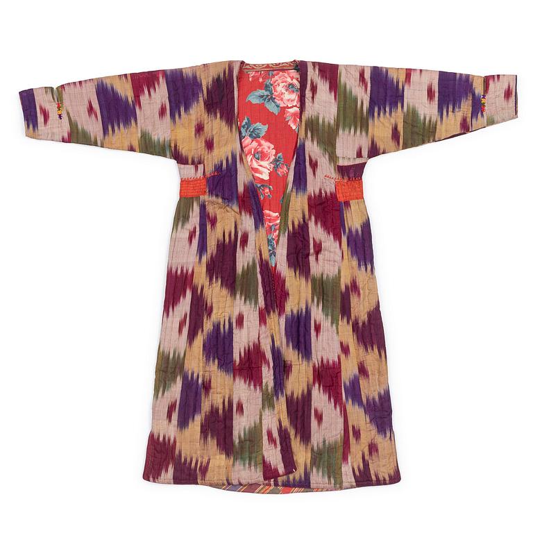 A woman’s Chapan, silk and cotton Ikat, Central Asia, 1880s.