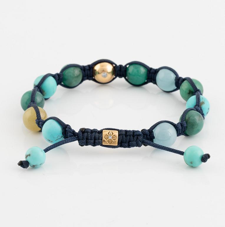 Shamballa jewels, armband, med stenpärlor och briljantslipad diamant.