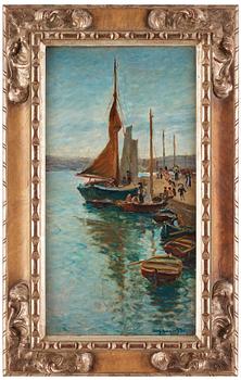 Olof Sager-Nelson, Sailboats in Marstrand harbour, scene from the west coast of Sweden.