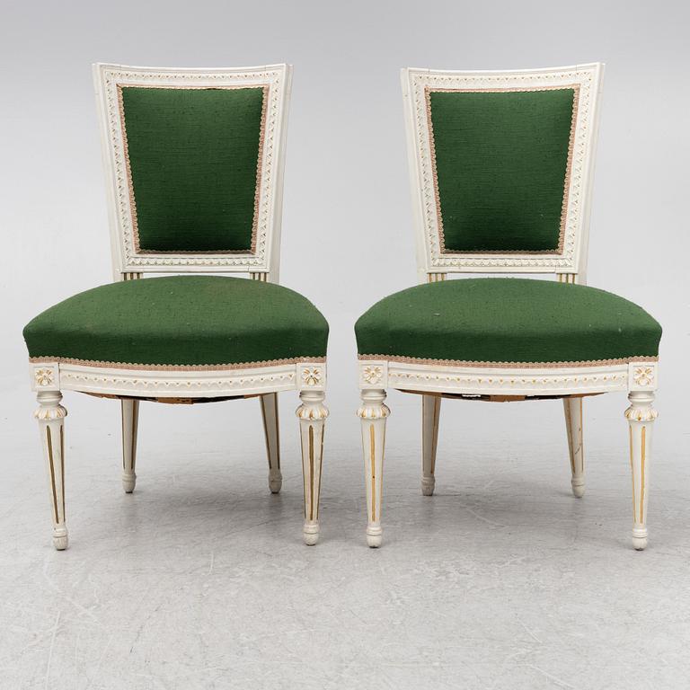 A pair of Gustavian style chairs, 20th century.