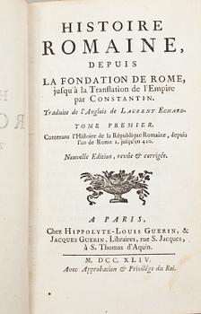 BOKVERK, 15vol.  "Histoire Romaine depuis la fondation de Rome jusqu`a la bataille d`Actium". Jacques Guerin, 1700-tal.