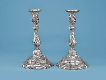 CANDLESTICKS, a pair. Johannes Weste (1743-68)  Stockholm 1759. Weight 870 g.