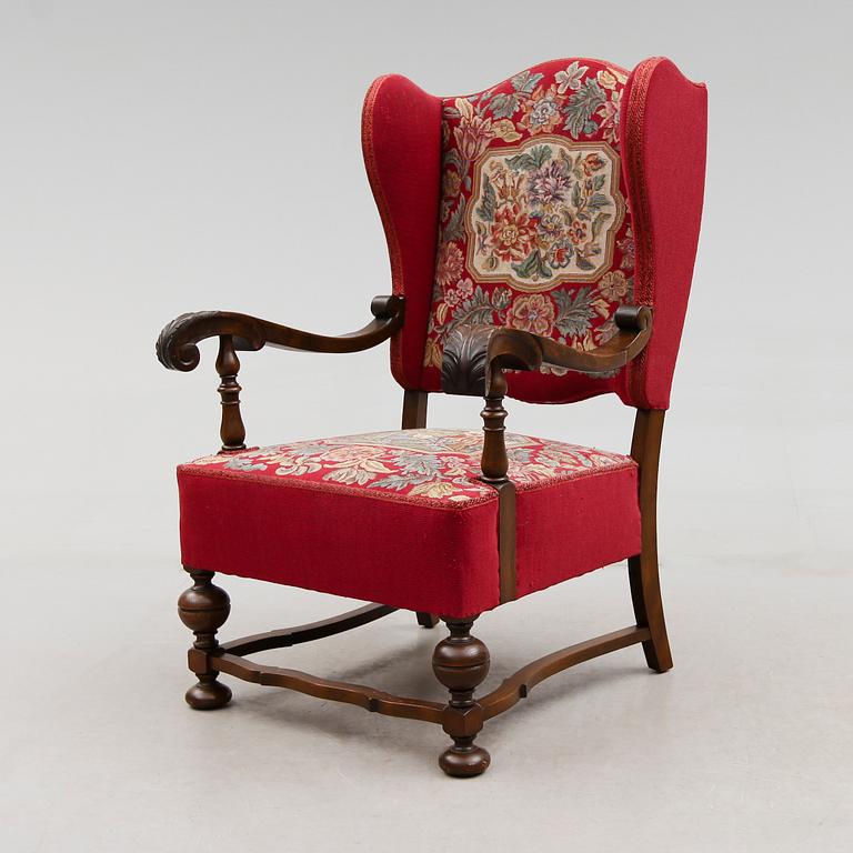 FÅTÖLJ, barockstil, 1900-talets mitt.