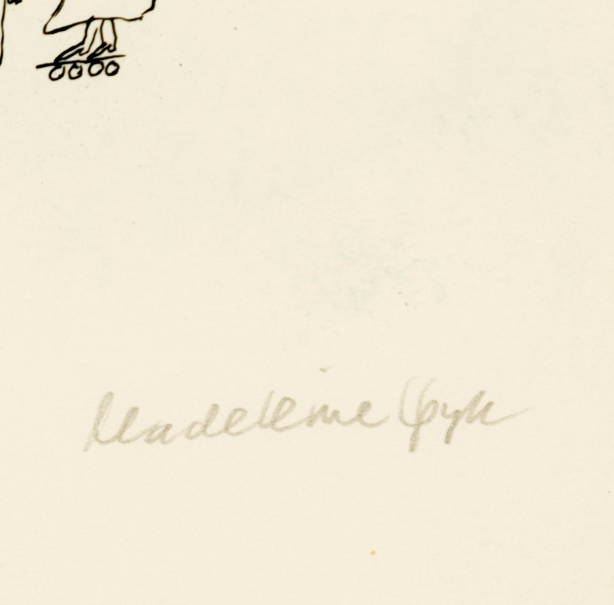 Madeleine Pyk, färglitografier, ett par, "Praktik stängd" och "Have a banana".