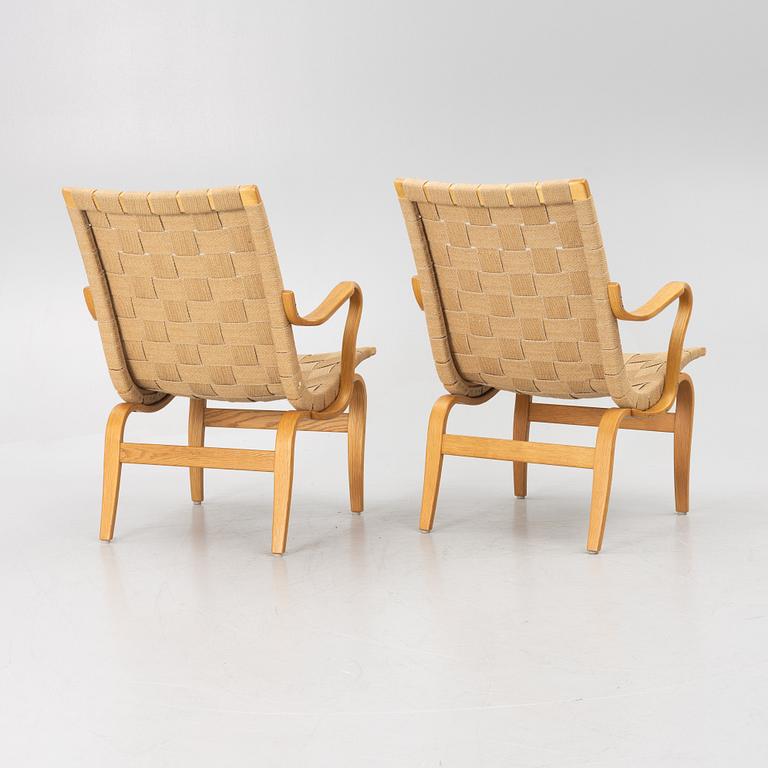Bruno Mathsson, a pair of 'Eva' armchairs, Firma Karl Mathsson, Värnamo, 1973.
