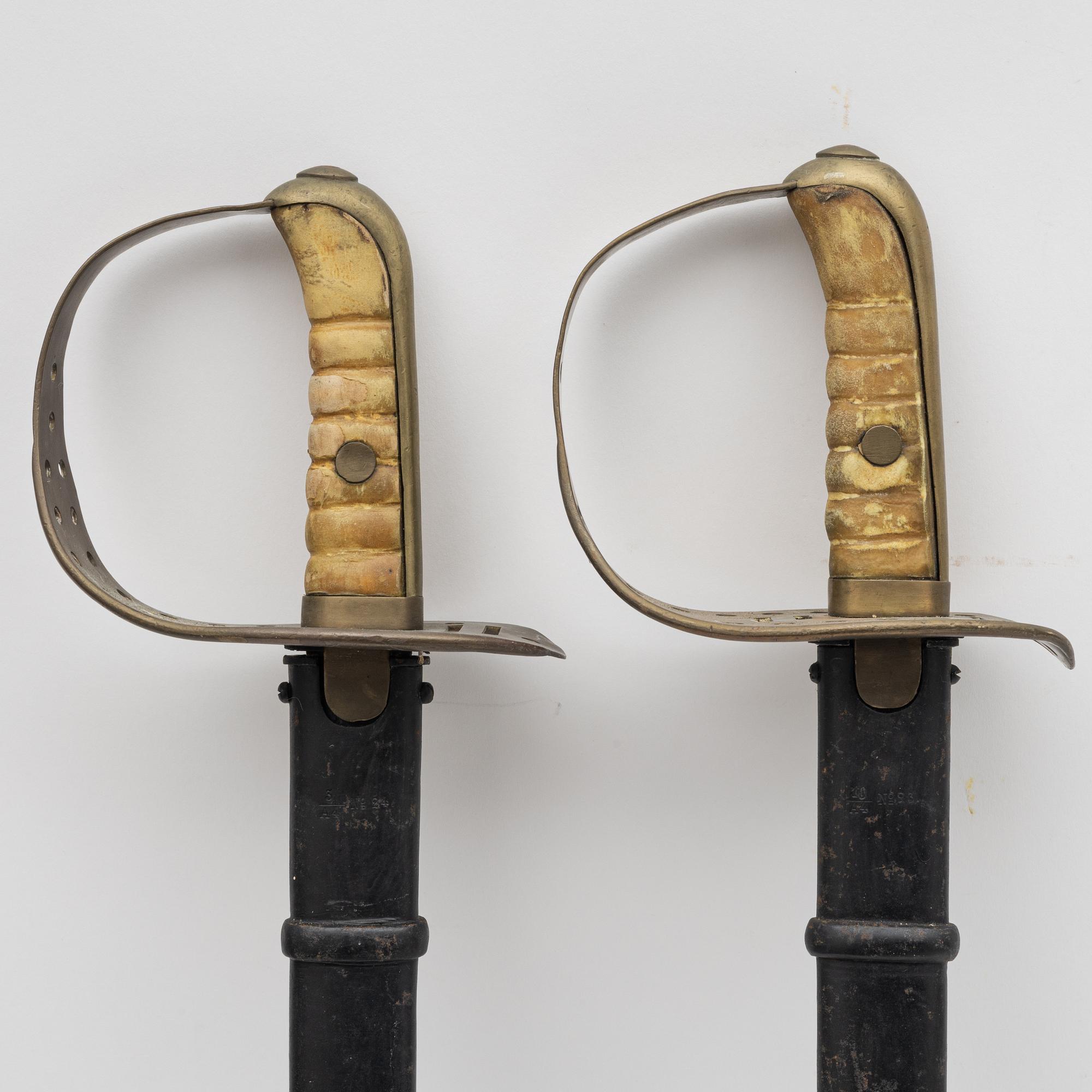 Two cavalry sabres, Swedish, m/1867 with scabbard.