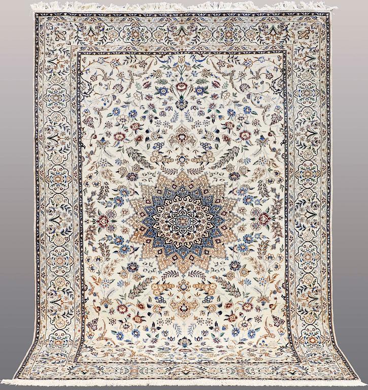 A CARPET, Nain part silk, so called 9 LAA, ca 307 x 210 cm.