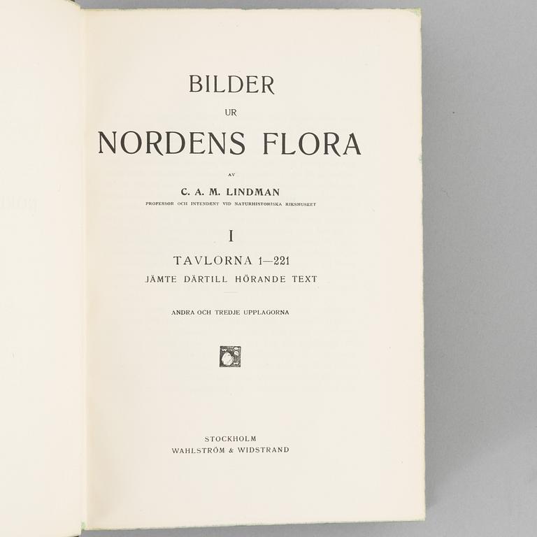 Bokverk, 4 volymer, "Bilder ur Nordens flora", C.A.M. Lindman, Wahlström & Widstrand, Stockholm, 1922 - 1926.