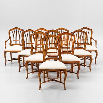 Ten mahogany chairs, Indonesia, late 20th Century.