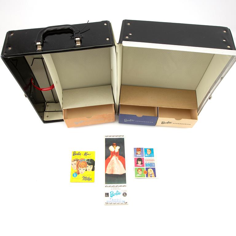 Barbie wardrobe along with clothes and accessories, 1960s, including "Theatre date" 1964.